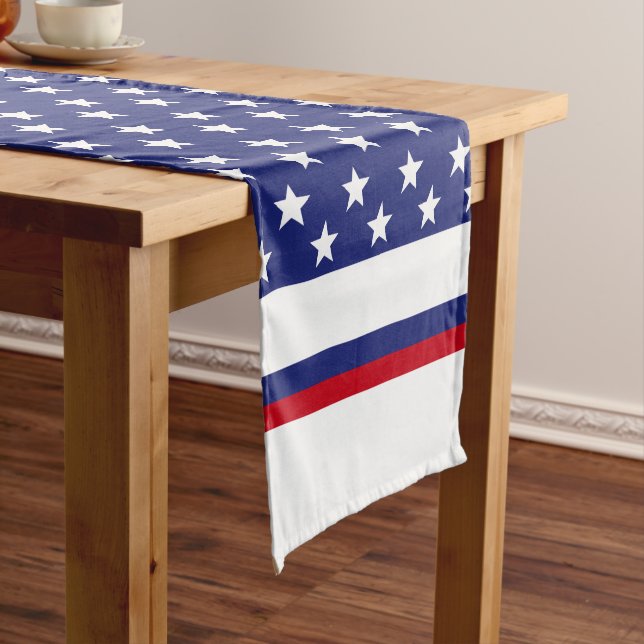 Caminho De Mesa Pequeno Vermelho Branco E Azul (No Local)