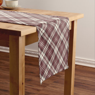 Caminho De Mesa Pequeno Vermelho de Borgonha e teste padrão da xadrez de