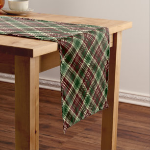 Caminho De Mesa Pequeno Vermelho de Borgonha e teste padrão da xadrez de