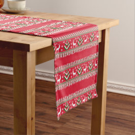 Caminho De Mesa Pequeno Vermelho de Inverno e Verde Natal Fair Isle