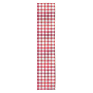 Caminho De Mesa Pequeno Vermelho e branco Checkered da xadrez