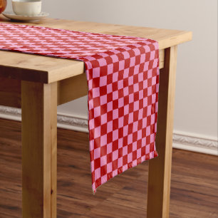 Caminho De Mesa Pequeno Vermelho e Rosa Quente Verificados