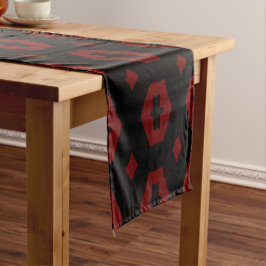 Caminho De Mesa Pequeno Vermelho Escuro e Negro: Geometriana 1