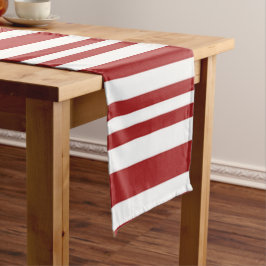 Caminho De Mesa Pequeno Vermelho festivo e listrado branco
