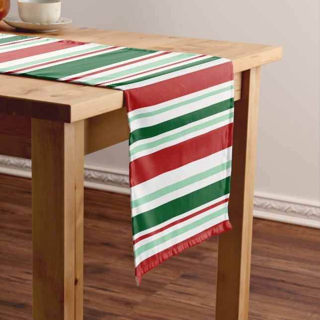 Caminho De Mesa Pequeno Vermelho Natal Moderno, Verde, Bandeiras Brancas (No Local)