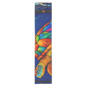 Caminho De Mesa Pequeno Vibrante Design de Tartaruga Marinha em Vidro Colo