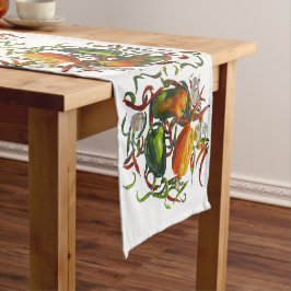 Caminho De Mesa Pequeno Vida Estática Hiperrealista com Pimentos e Alho