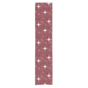 Caminho De Mesa Pequeno Vintage 1950s Boomerangs Stars Burgundy