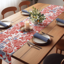 Vintage Chinoiserie Delft French red Blue monogram