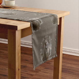 Caminho De Mesa Pequeno Vintage Madonna e Child com Silver Frame