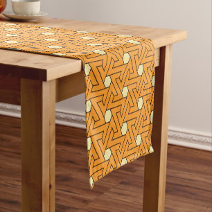 Caminho De Mesa Pequeno Vintage Orange Beige Triskelion — Padrão Egípcio