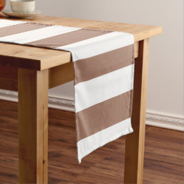 Caminho De Mesa Pequeno Vintage Vertical Stripes Mocha Mousse White