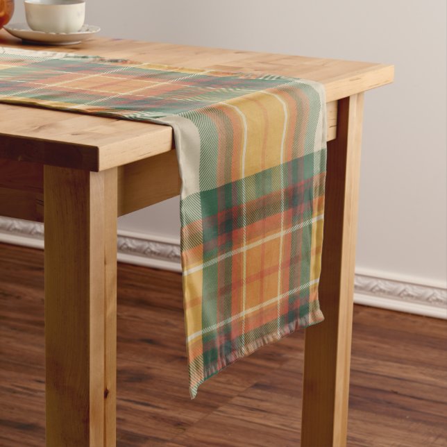 Caminho De Mesa Pequeno Warm Autumn Harvest Tartan Plaid Pattern (No Local)