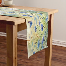 Caminho De Mesa Pequeno Watercolor Blue Floral Cornflower Alemanha |