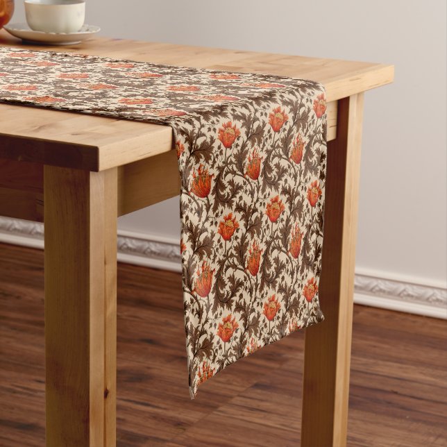 Caminho De Mesa Pequeno William Morris Anemone, Beige, Brown & Rust Orange (No Local)