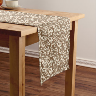 Caminho De Mesa Pequeno William Morris Floral Damask, Taupe Tan e Beige