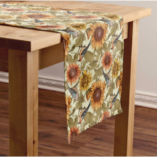 Caminho De Mesa Pequeno William Morris Girassóis de Outono Pássaros Outono