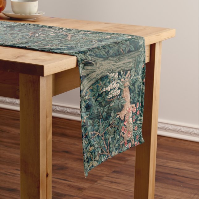 Caminho De Mesa Pequeno William Morris Greenery Fox Willife (No Local)