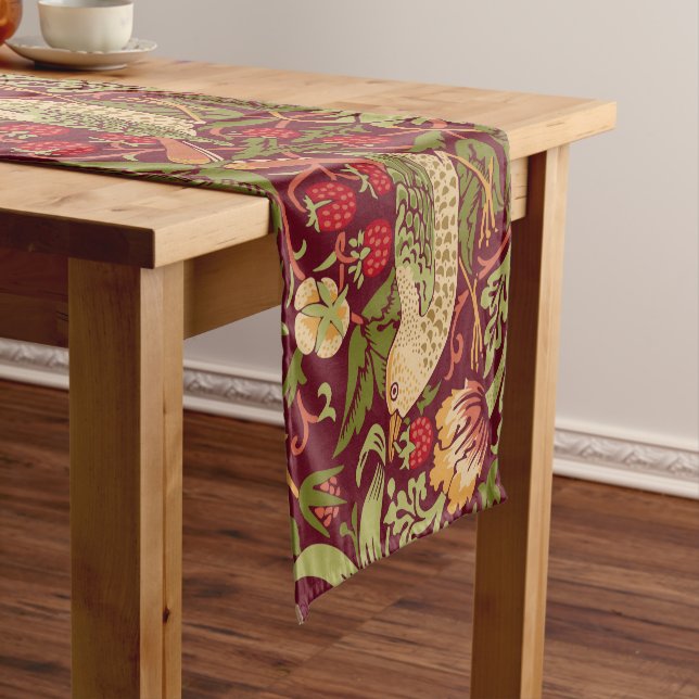 Caminho De Mesa Pequeno William Morris Strawberry Thief Satin Ribbon (No Local)