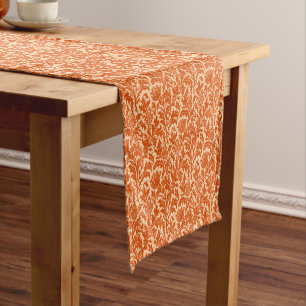 Caminho De Mesa Pequeno William Morris Thistle Damask, Mandarin Orange