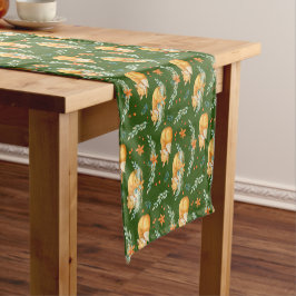 Caminho De Mesa Pequeno Winter Cottagecore Sleing Fox Green