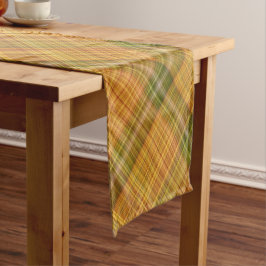 Caminho De Mesa Pequeno Xadrez Amarelo, Laranja e Verde de Flor-de-São-Joã