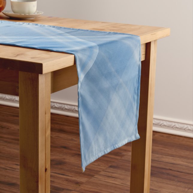 Caminho De Mesa Pequeno Xadrez azul-céu e branca (No Local)