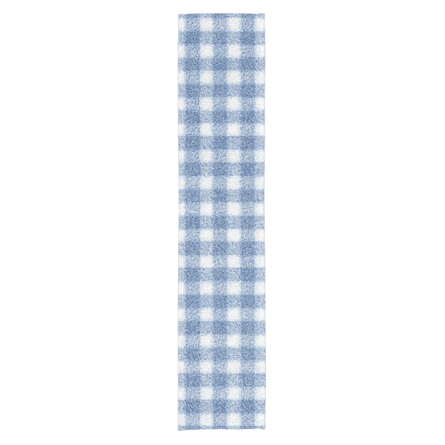 Caminho De Mesa Pequeno Xadrez Azul e Branco Clássico (Frente)