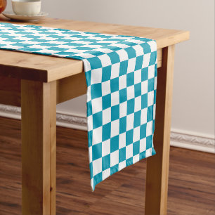 Caminho De Mesa Pequeno Xadrez azul-turquesa escuro