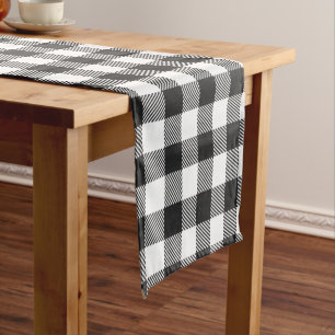 Caminho De Mesa Pequeno Xadrez Black White Gingham Rustic