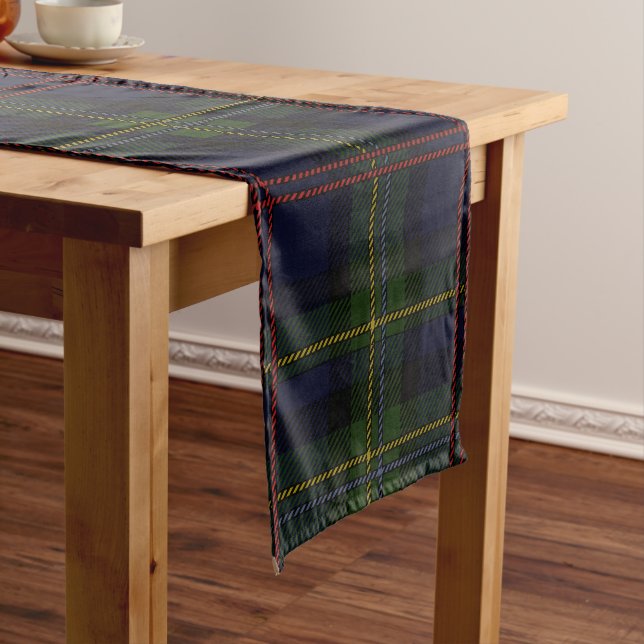 Caminho De Mesa Pequeno Xadrez Clan Malcolm Green Rustic Tartan (No Local)