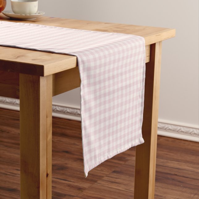 Caminho De Mesa Pequeno Xadrez Clássico Spring | Rosa Suave (No Local)