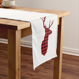 Caminho De Mesa Pequeno Xadrez de Búfalo Vermelho Deer Head Short Mesa Ru