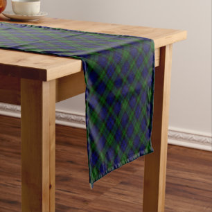 Caminho De Mesa Pequeno Xadrez preta do verde azul do tartan do clã do