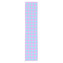 Caminho De Mesa Pequeno Xadrez Rosa Azul Mauve e Névoa Costeira