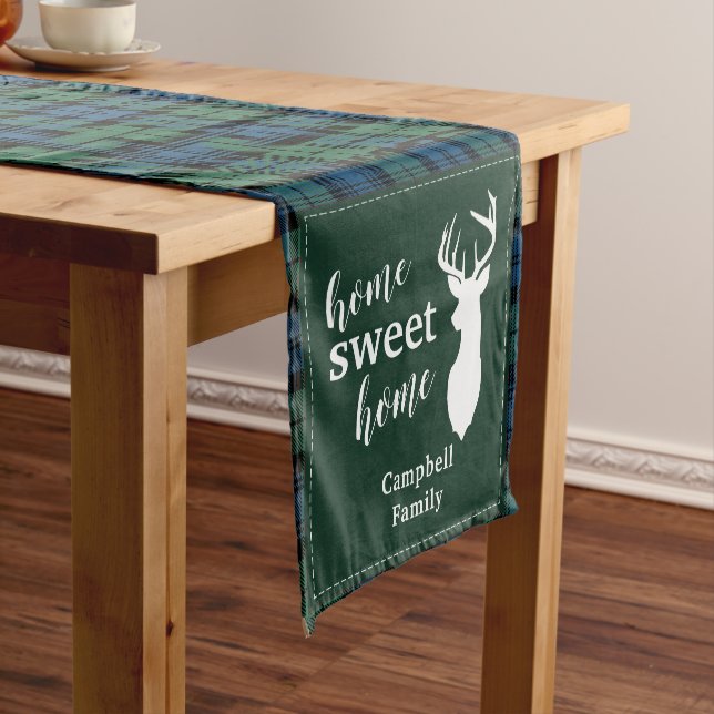 Caminho De Mesa Pequeno Xadrez Tartan Natal Antlers Green Check (No Local)