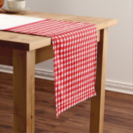 Caminho De Mesa Pequeno Xadrez Vermelhos com Centro de Morango