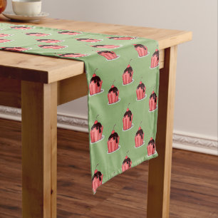 Caminho De Mesa Pequeno Xícaras cor-de-rosa com sorvete verde
