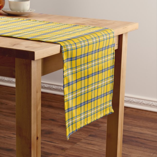 Caminho De Mesa Pequeno Yellow Blue Plaid Classic Pattern Table Runner (No Local)