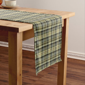 Caminho De Mesa Pequeno Yellow-brown tartan plaid. 