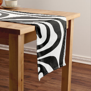 Caminho De Mesa Pequeno Zebra Stripes Impressão Animal Selvagem Preta E B