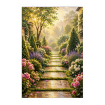 Caminho do Jardim Secreto Dourado Arte em Acrílico