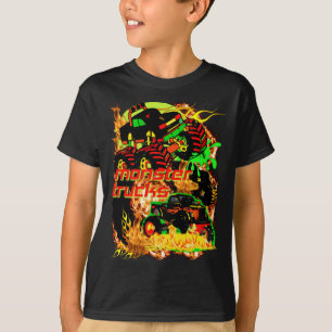 CAMINHÕES DE MONSTRO EM FOGO PARA A camiseta DE C