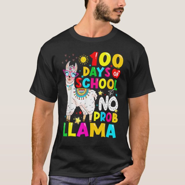 Camisa 100 Dias De Escola Sem Probllama Llama 100º (Frente)