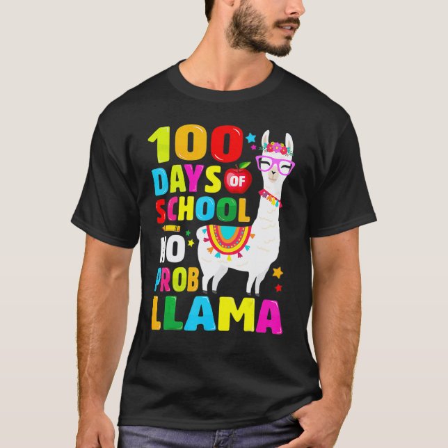 Camisa 100 Dias De Escola Sem Probllama Llama 100º (Frente)