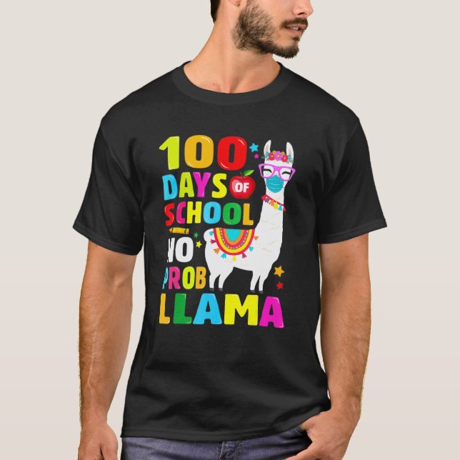 Camisa 100 Dias De Escola Sem Probllama Rosto De L (Frente)