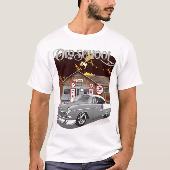Camisa 1955 Chevy Bel Air Silver Gray Old School (Frente)
