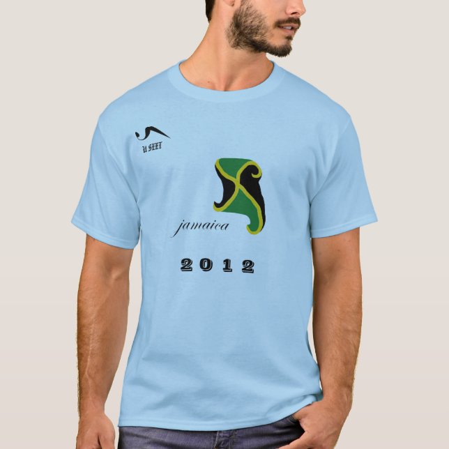 Camisa 2012 azul das olimpiadas T de Jamaica (Frente)