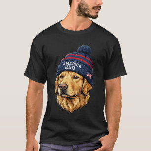 Camisa 250 Aniversário EUA Cachorro Golden Retriev