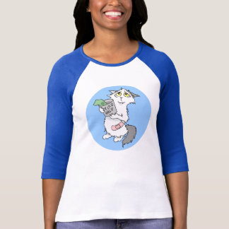 Camisa 3/4-sleeve do gato de Donashun (nenhum